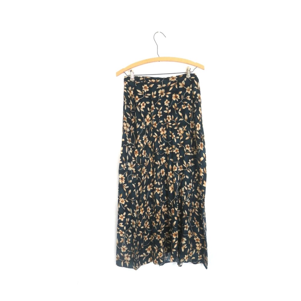 Vintage 90s Long Flower Print Skirt Floral Boho Skirt Womens Size 5/6